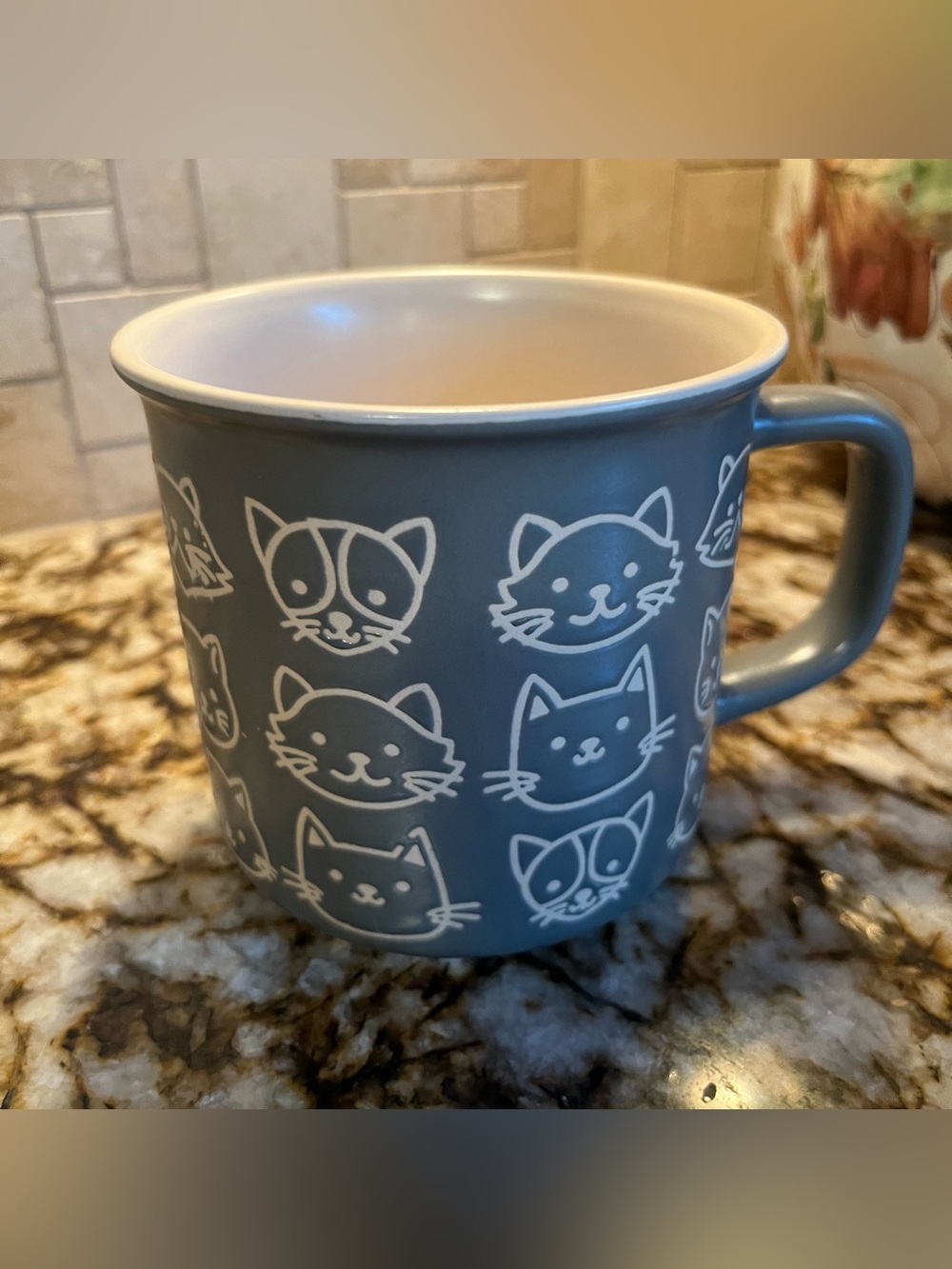 Boston Warehouse Gray Cat Face Ceramic Coffee Large Mug